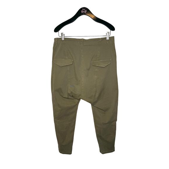 Nili Lotan 8 Slouchy $395 Drop Crotch Jackson Pants Ankle Zip Cotton Paris Green - Picture 3 of 9